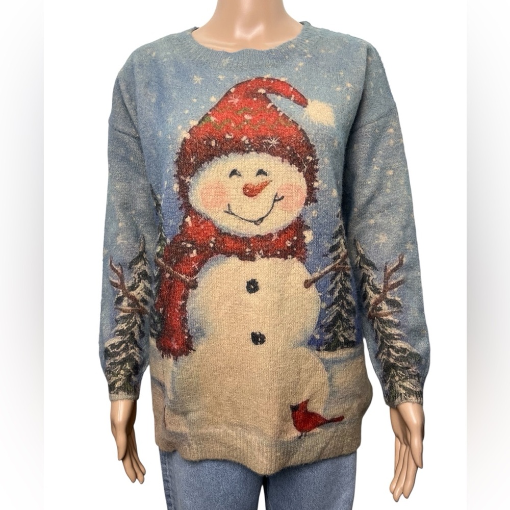 Women's Snowman Oversized Wool Cotton Blend Retro Style Ugly Christmas Sweater